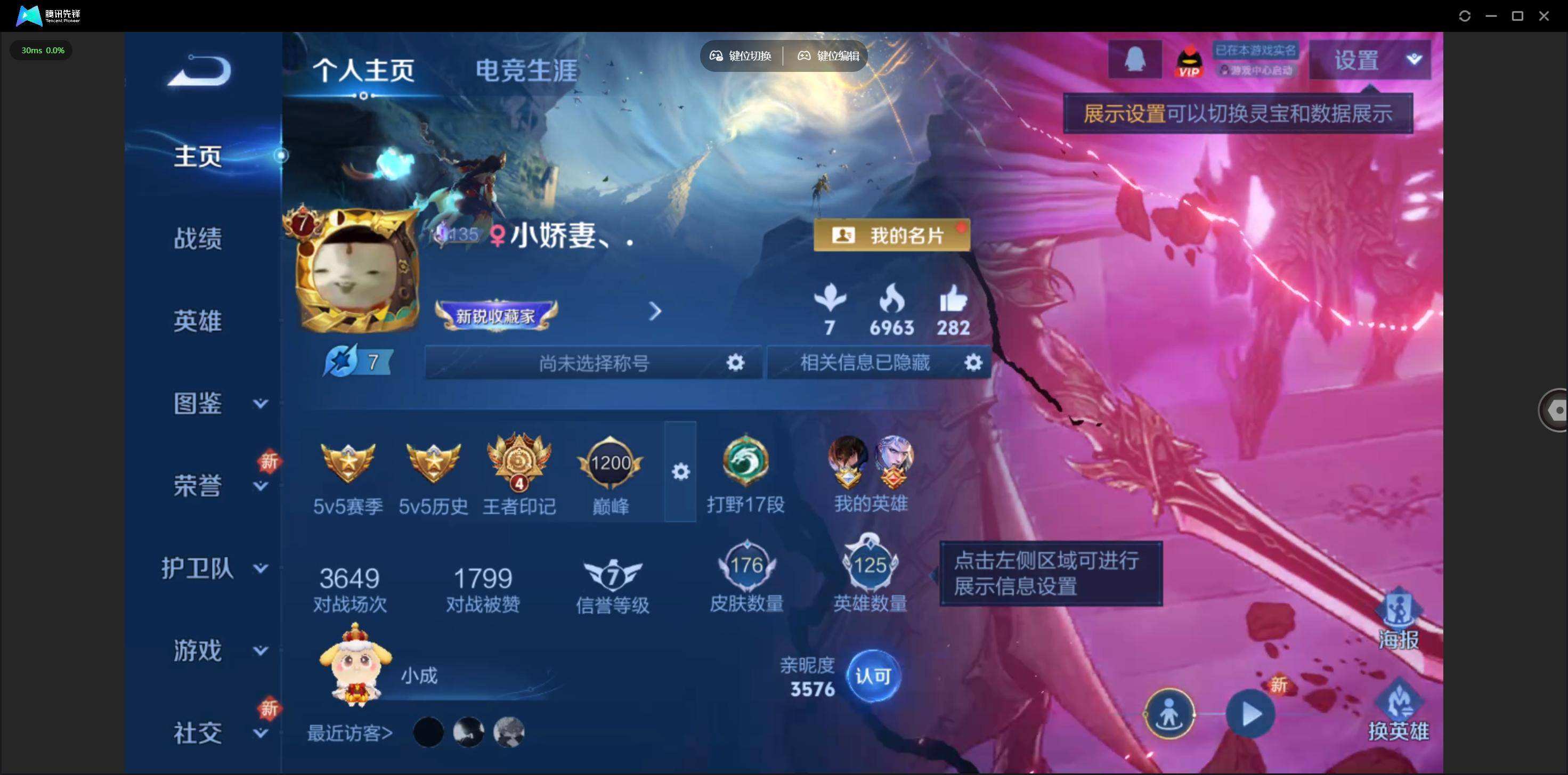 王者荣耀账号安卓QQ可二次 v7 176皮肤 1典藏 1珍品传说 5传说 银·白咏叹调 酷洛米之心 愿照·九州拓 雪豹·